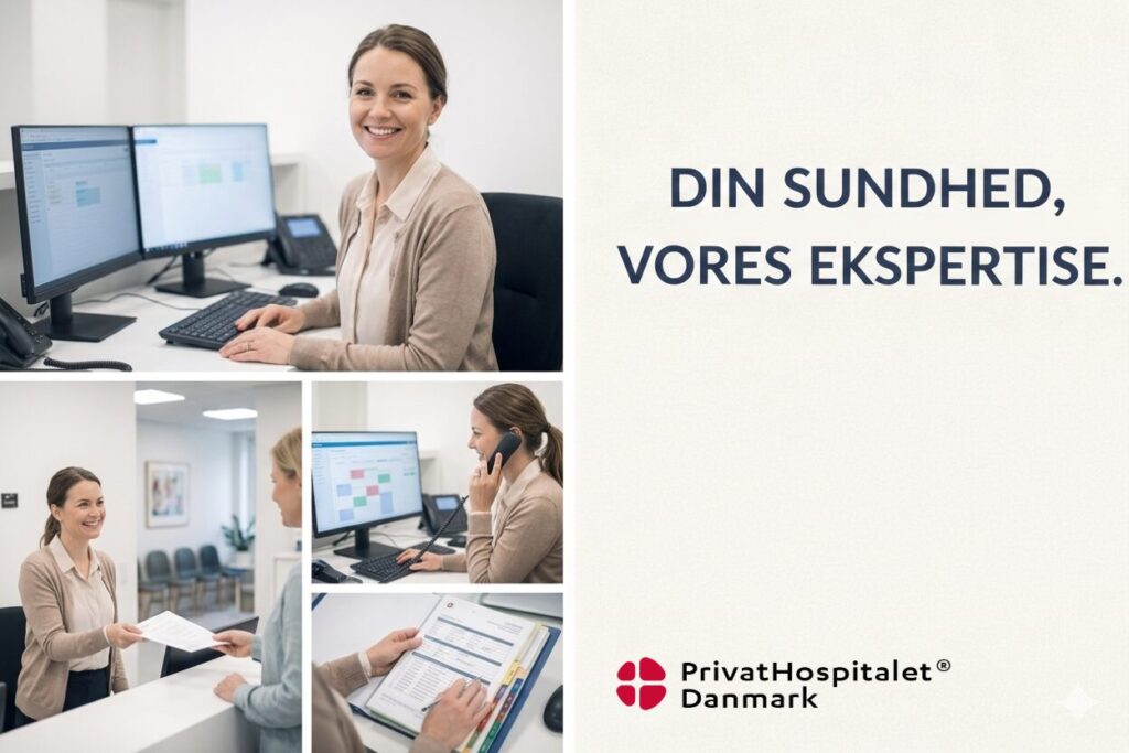 Glad lægesekretær i arbejde på privathospital danmark